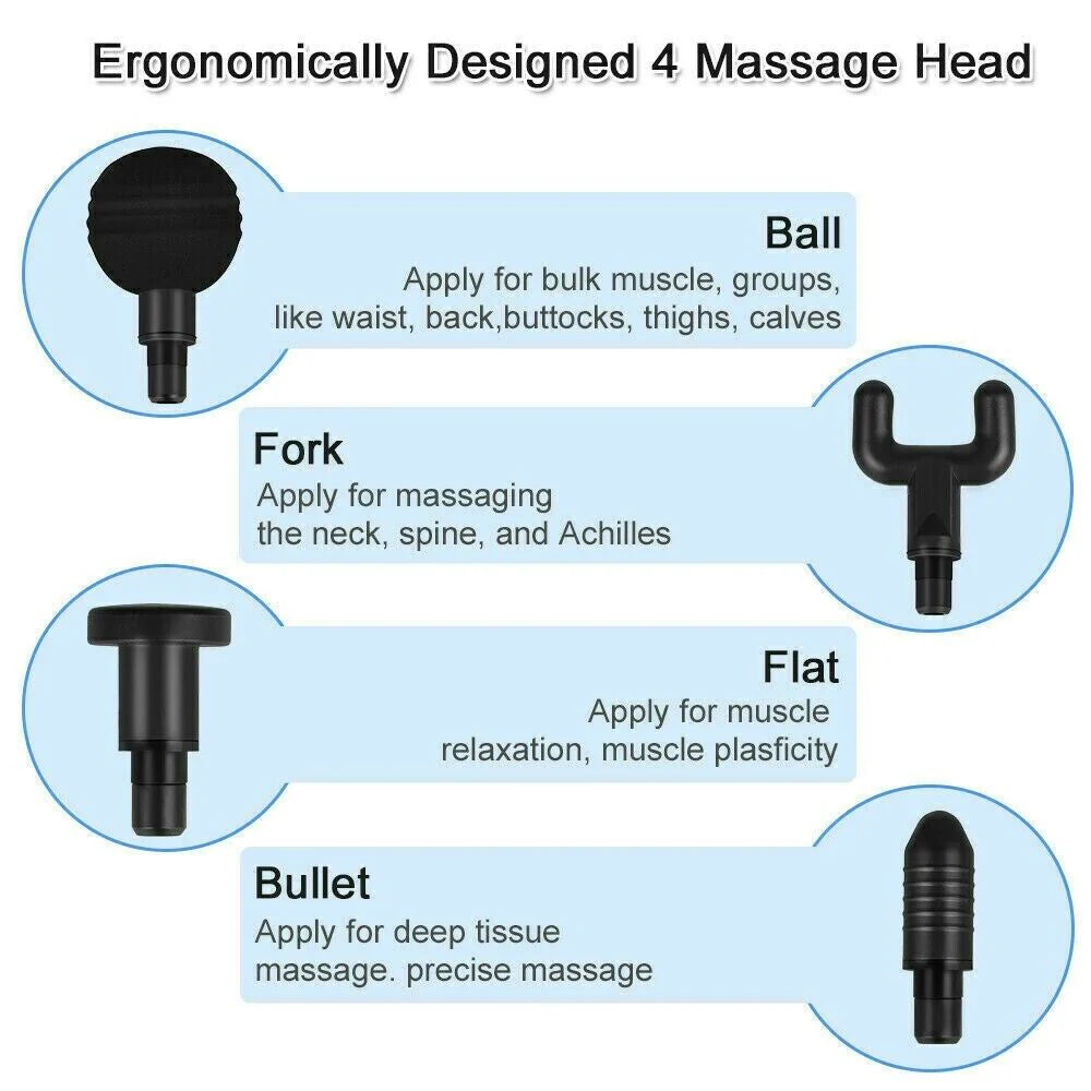 Massage Gun for Muscle Tension and Relaxation + 4 Heads
